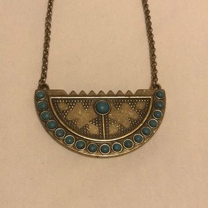 Lucky brand turquoise & gold statement necklace